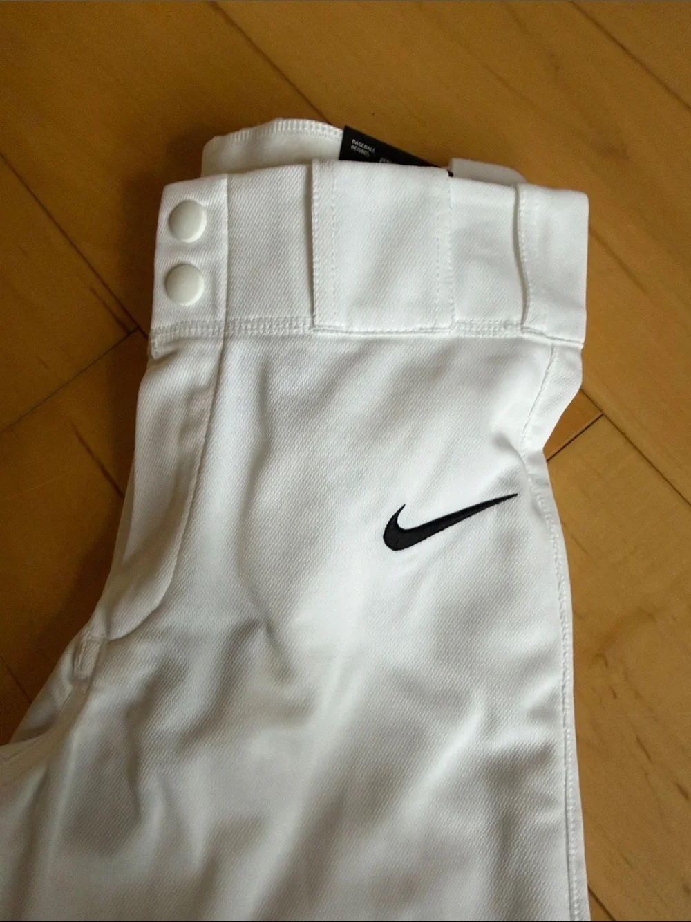 Nike Kids White Baseball Pants with Black Swoosh